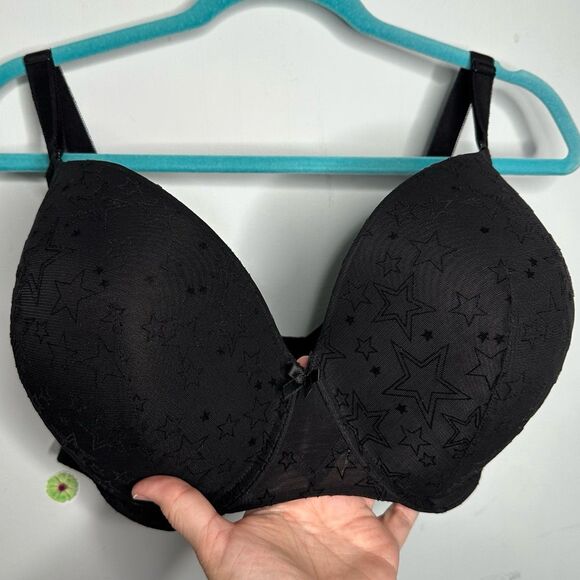 Torrid Curve 360 Back Smoothing Push Up T-Shirt Bra Plus Size 42DDD Black Stars - Picture 6 of 12